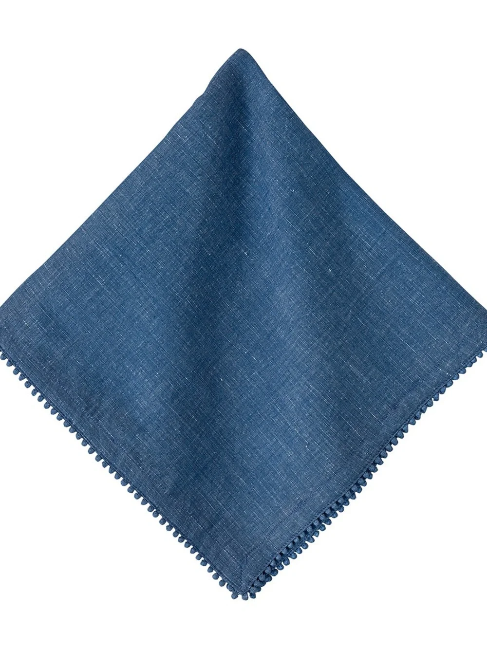 Juliska Berry Trim Navy Denim Blue Napkins Set of 8 Linen Cotton 21”